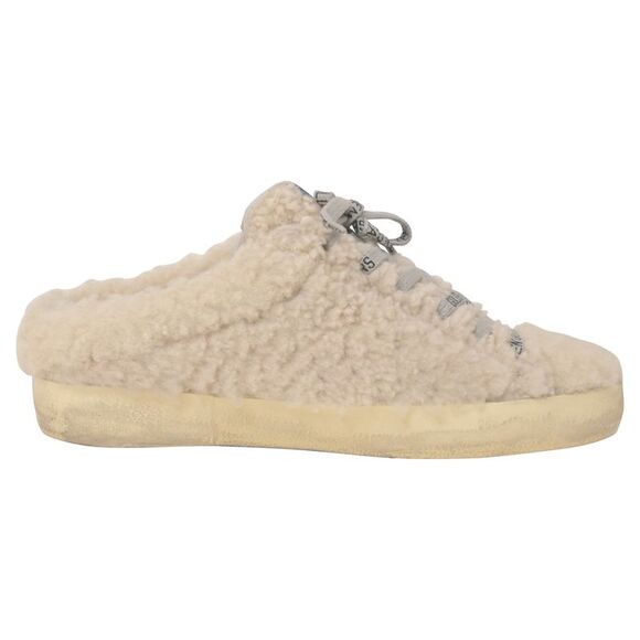 Golden Goose Superstar Sabot Distressed Glittered Shearling Slip-On Sneakers in - Picture 1 of 8
